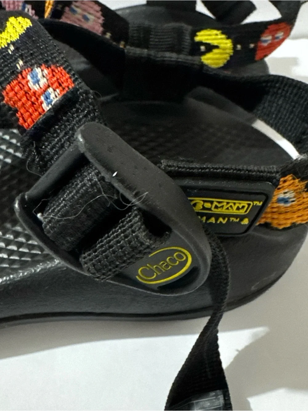 Chaco Kids Black Sandals with Colorful Retro Game Characters size 3
